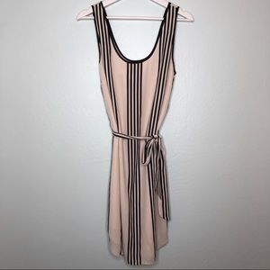 Ann Taylor cream striped tie waist slip dress